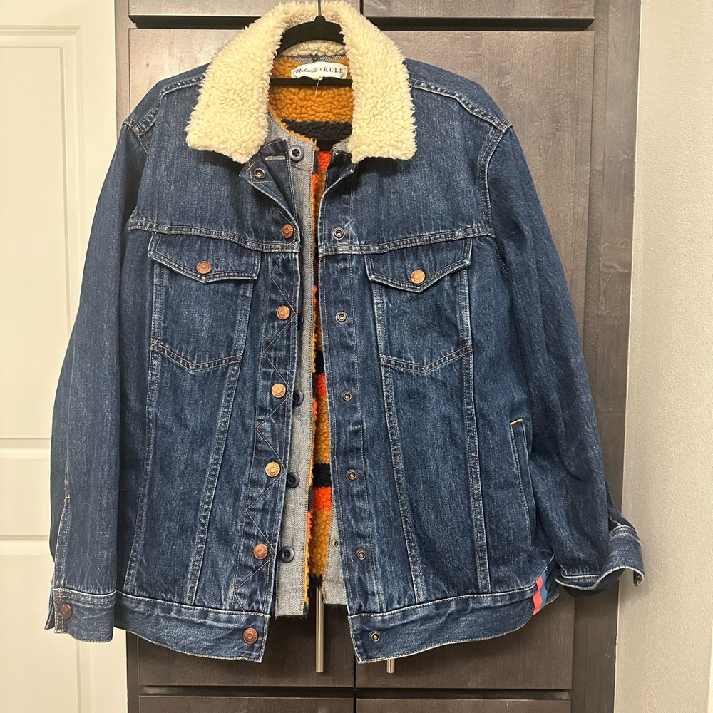 Madewell x Kule denim jacket with removable reversible vest lining, size small